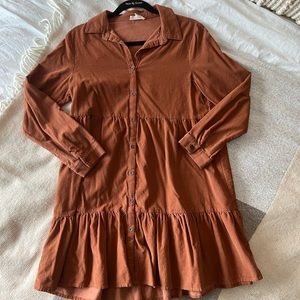 Roole rust long sleeve mini dress